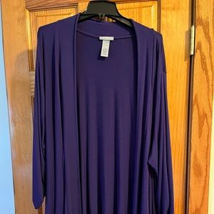 Catherines, 3x dark purple tshirt knit, long cardigan